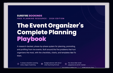 Animated preview of the free Surefire Bookings Event Planning Playbook